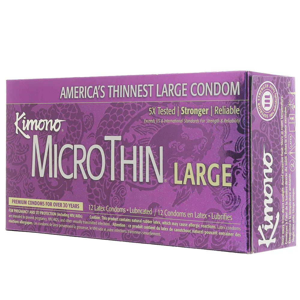 Kimono MicroThin Plus Large Condoms in 12 Pack – Vancouver — discreet 1–2 hour delivery – close-up view
