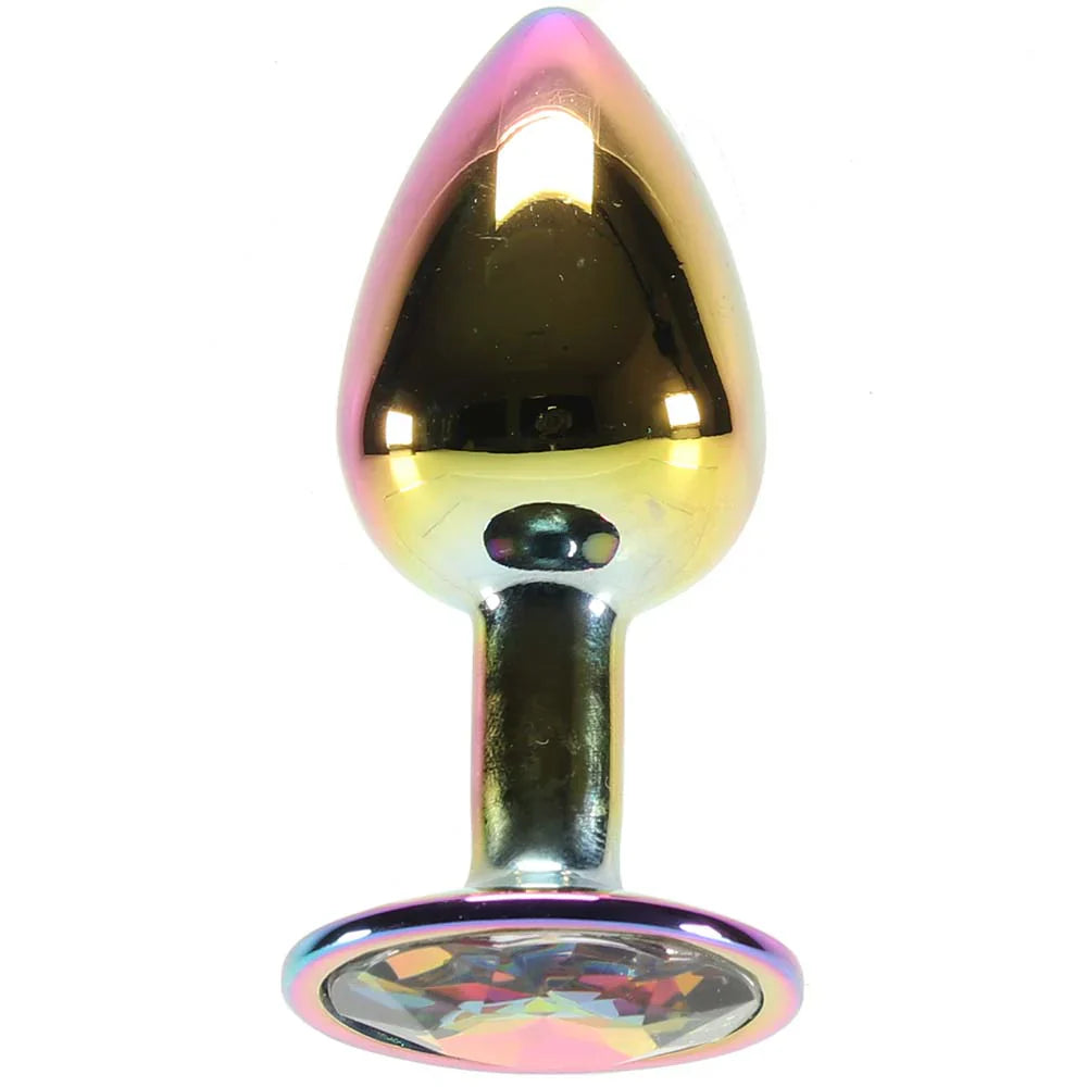 Small Aluminum Plug with Rainbow Gem in Multicolor – Vancouver adult boutique – features