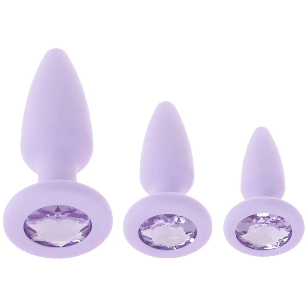 First Time Crystal Booty Anal Plug Set in Purple – Vancouver adult boutique – features