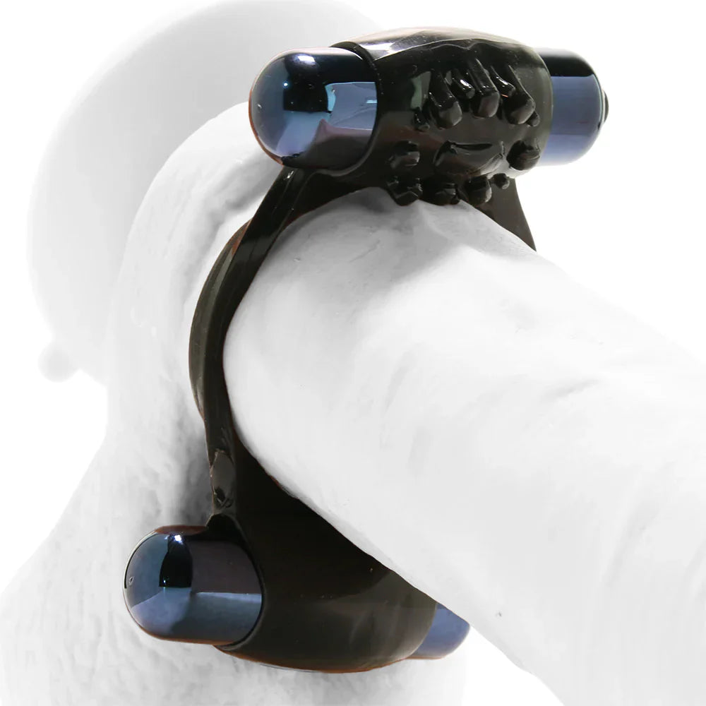 Duo-Vibrating Super Ring in Black – Heaven Boutique Vancouver – side view
