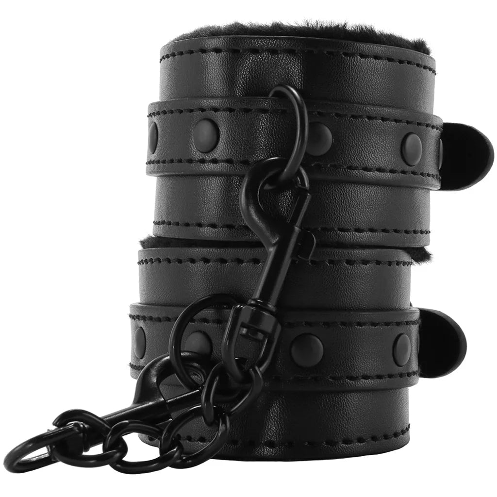 Sex & Mischief Shadow Fur Handcuffs – Heaven Boutique Vancouver – side view