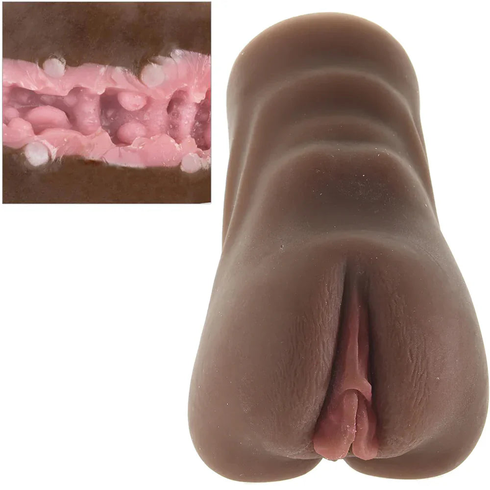 Stroke It Anatomical Pussy Stroker in Brown – Heaven Boutique Vancouver – side view