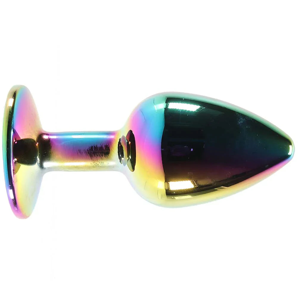 Small Aluminum Plug with Rainbow Gem in Multicolor – Heaven Boutique Vancouver – side view