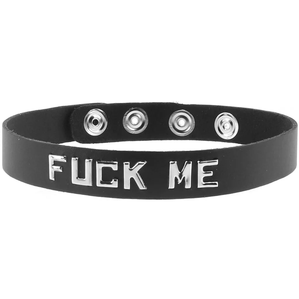 F**k Me Leather Word Band Collar – Vancouver – packaging view