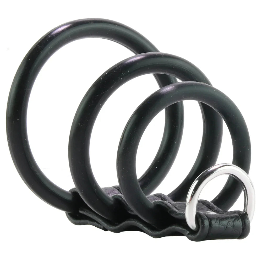 Blue Line 3 Ring Silicone Gates of Hell with Leash Lead – Vancouver — discreet 1–2 hour delivery – close-up view
