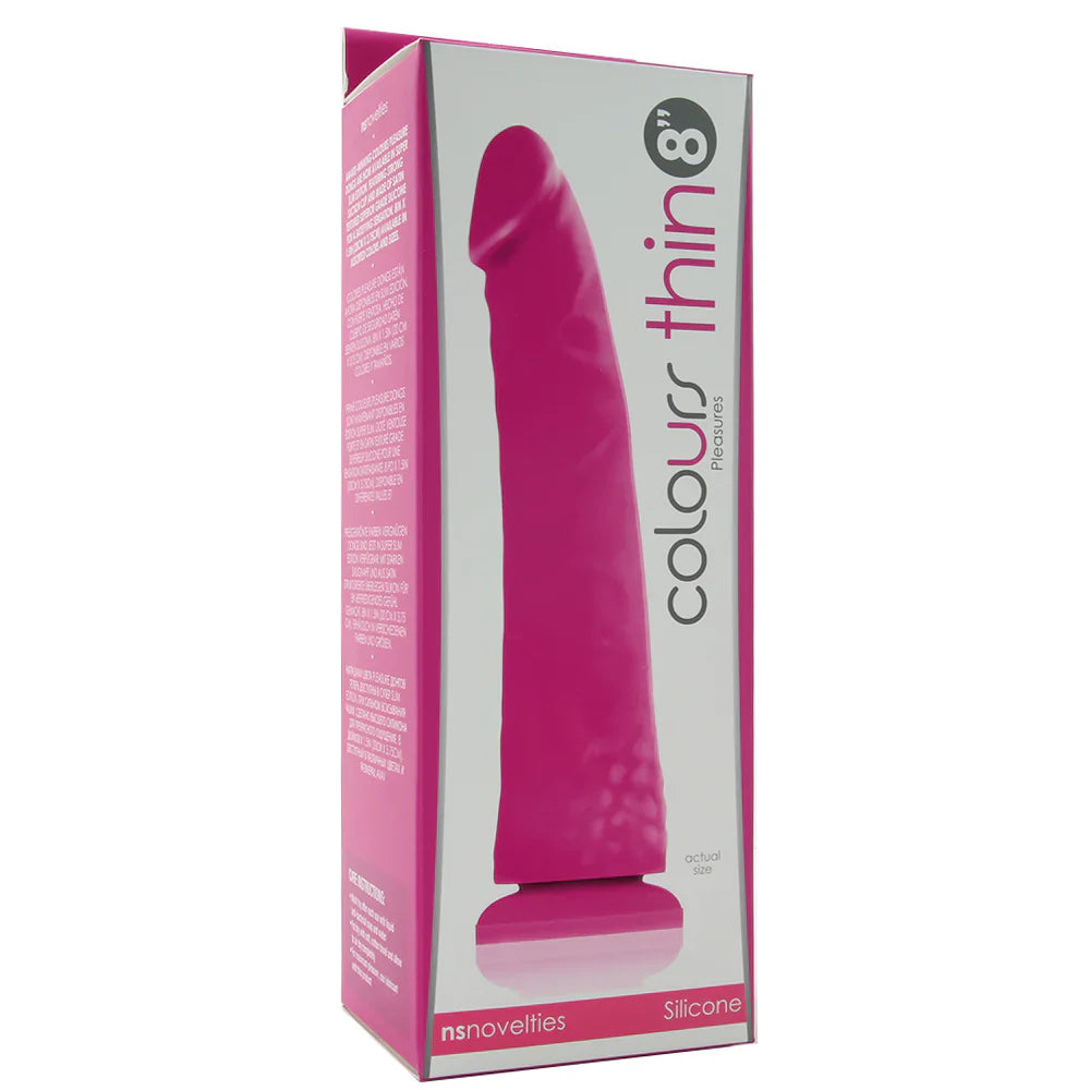 Colours Thin Pleasures 8 Inch Silicone Dildo in Purple – Vancouver — discreet 1–2 hour delivery – close-up view