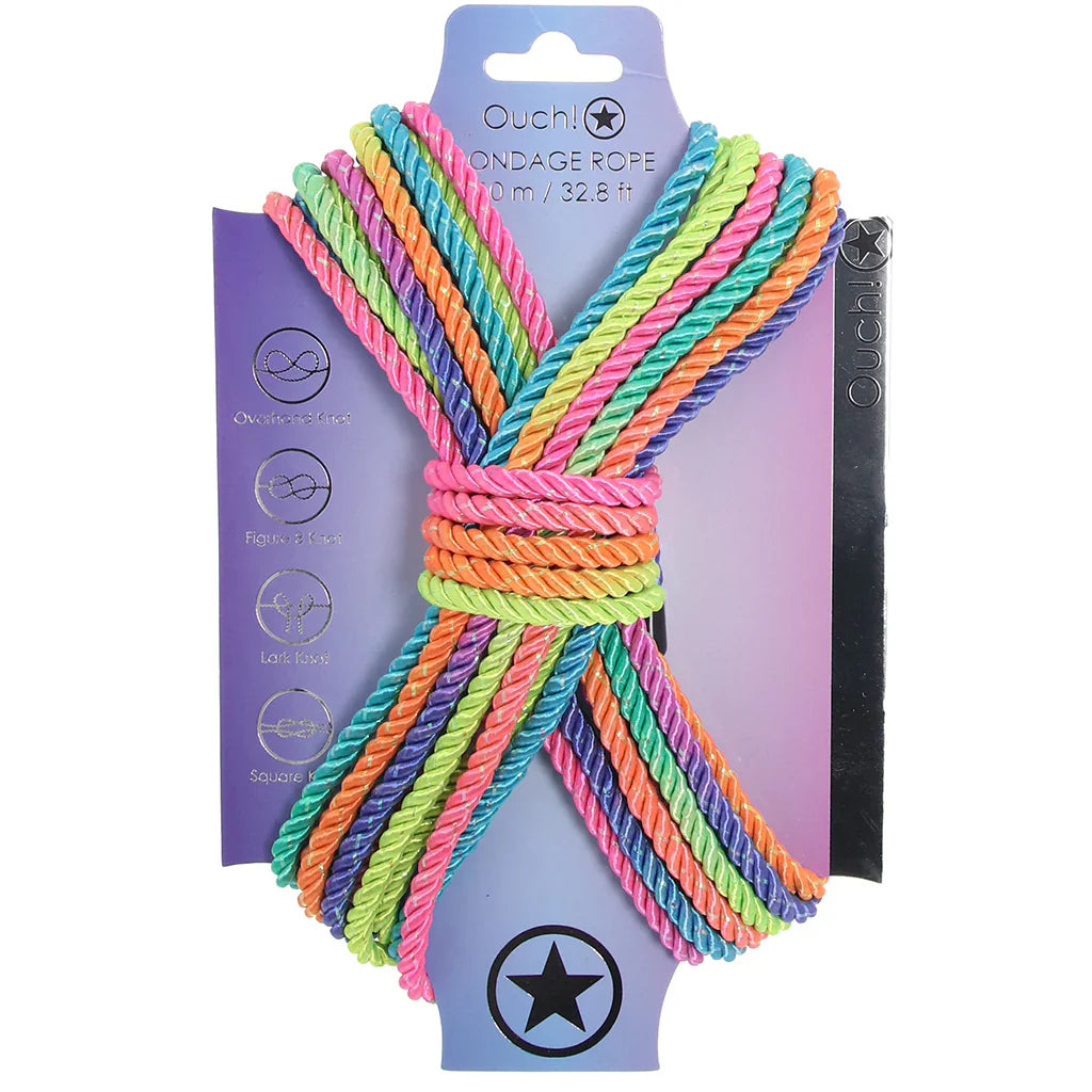 Ouch! 32.8'/10m Bondage Rope in Vibrant Rainbow — delivered in Vancouver in 1–2 hours | Heaven Boutique