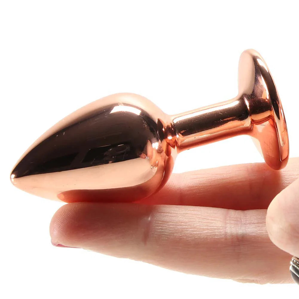Small Aluminum Plug with Pink Gem in Rose Gold – Heaven Boutique Vancouver – side view
