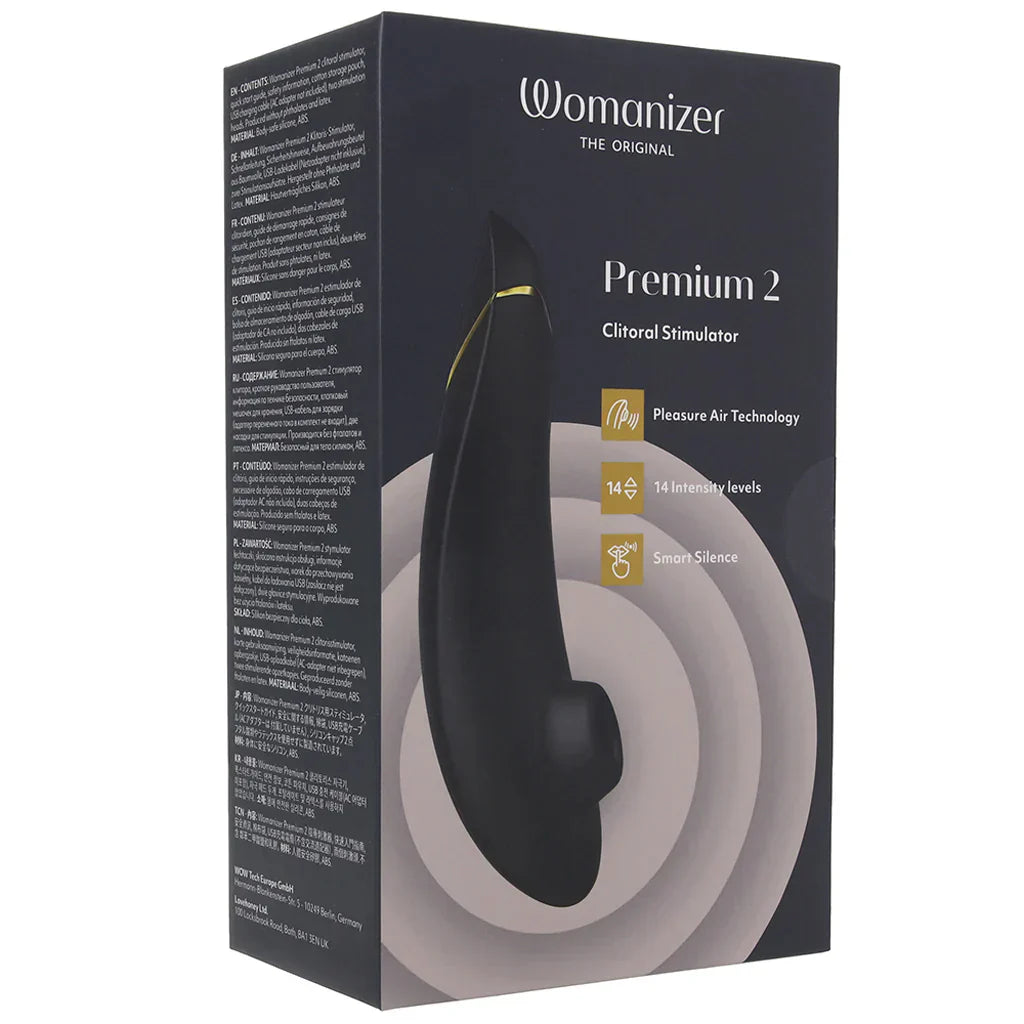 Womanizer Premium 2 Pleasure Air Stimulator in Black — delivered in Vancouver in 1–2 hours | Heaven Boutique
