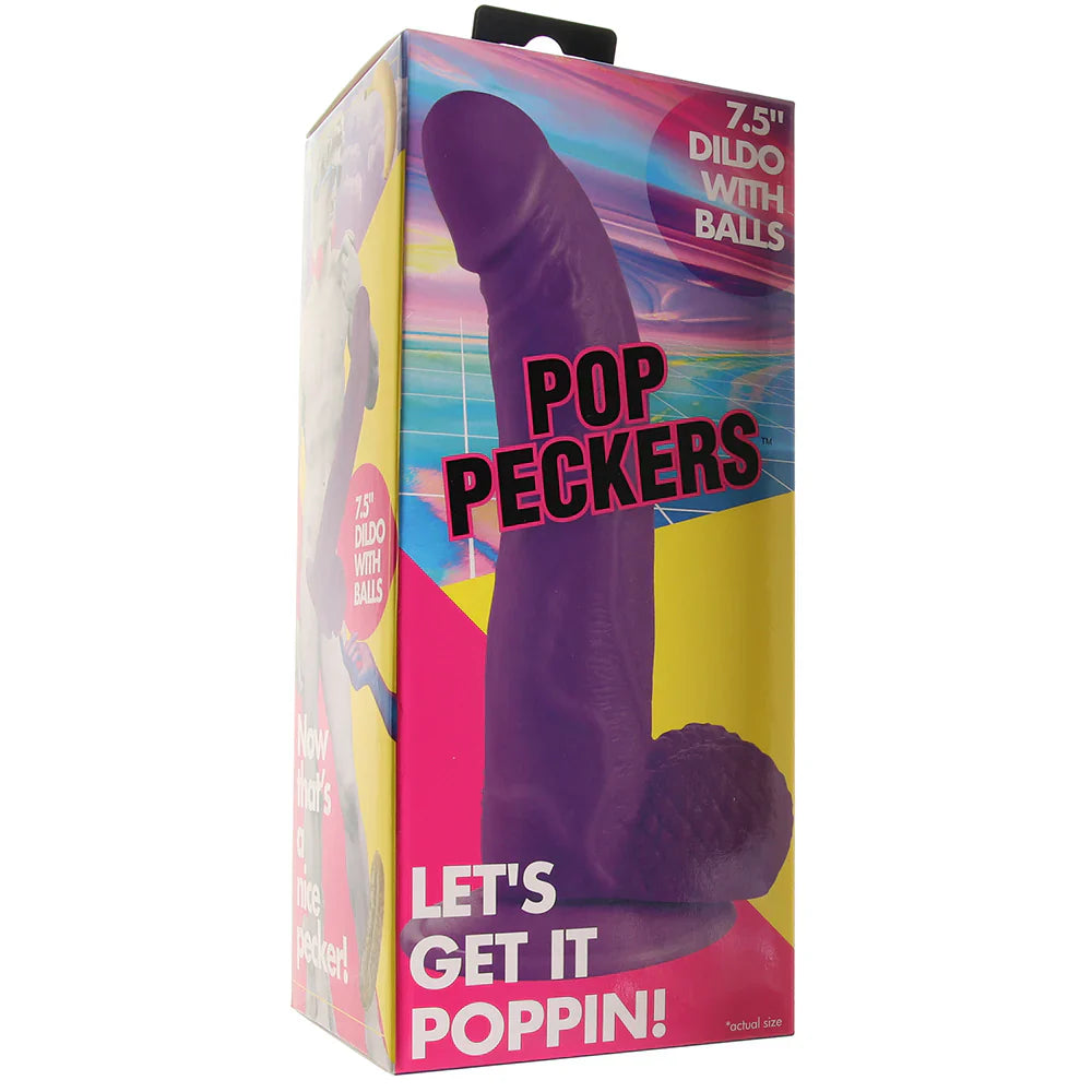 Pop Peckers 7.5 Inch Ballsy Dildo in Purple — delivered in Vancouver in 1–2 hours | Heaven Boutique