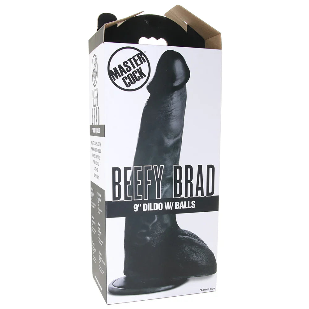 Master Cock Beefy Brad 9 Inch Ballsy Dildo in Black — delivered in Vancouver in 1–2 hours | Heaven Boutique