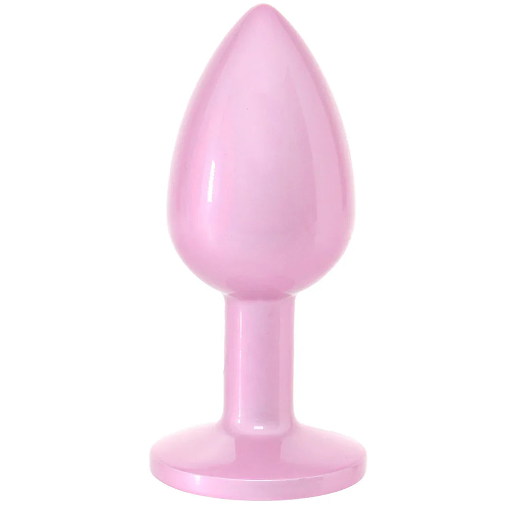 Rear Assets Pink Metal Butt Plug in Small - Small – Heaven Boutique Vancouver – side view