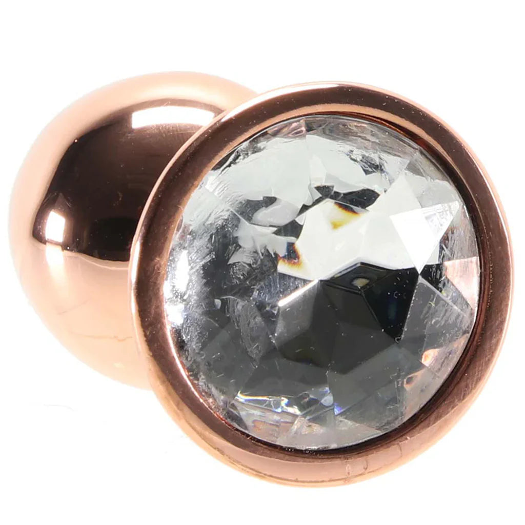 Small Aluminum Plug with Clear Gem in Rose Gold – Vancouver — discreet 1–2 hour delivery – close-up view