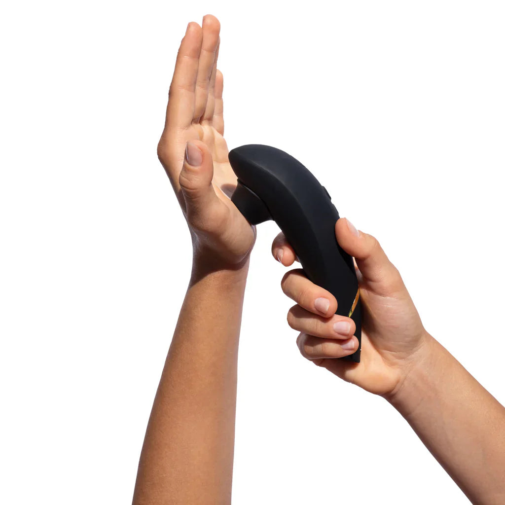 Womanizer Premium 2 Pleasure Air Stimulator in Black – Heaven Boutique Vancouver – side view