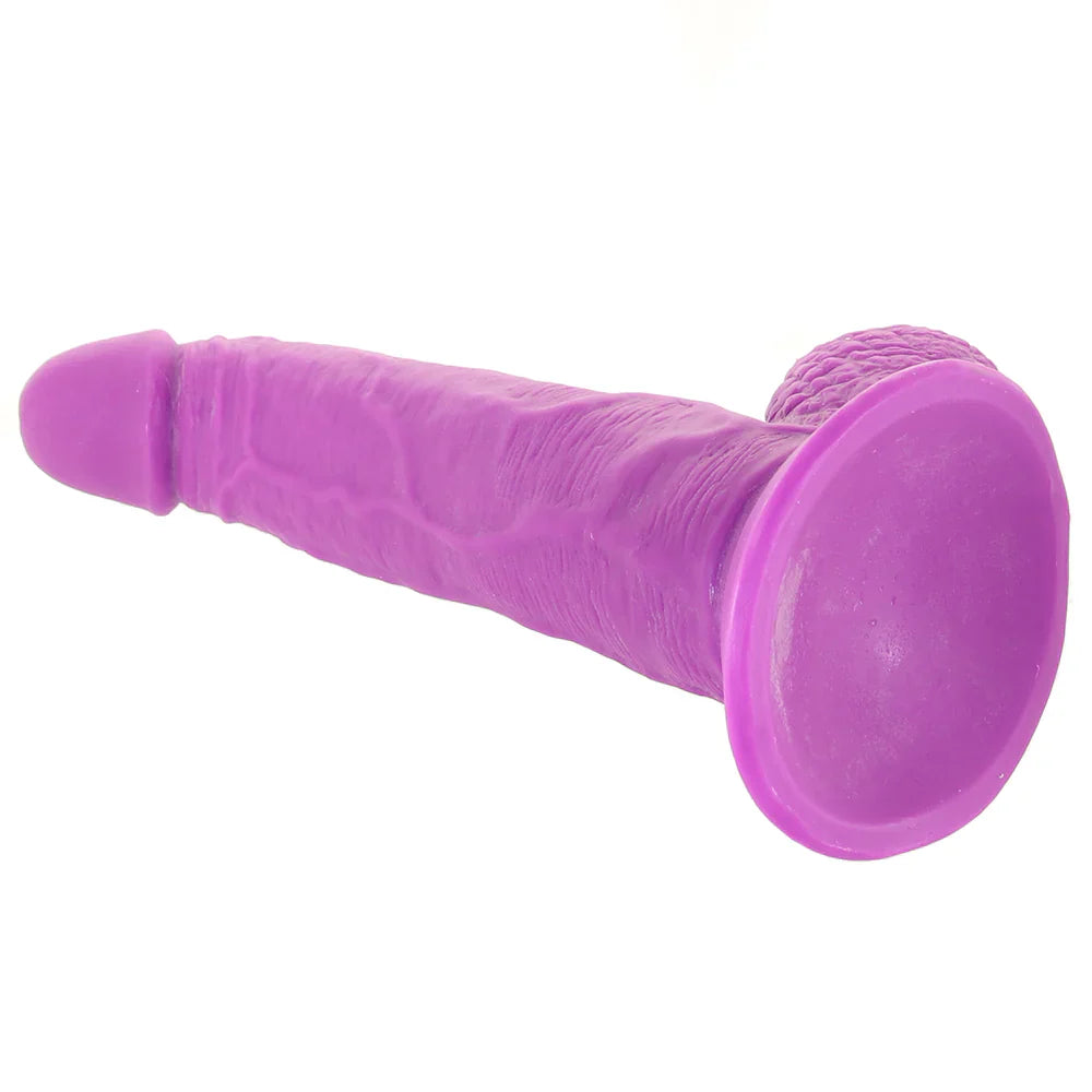 Pop Peckers 7.5 Inch Ballsy Dildo in Purple – Vancouver — discreet 1–2 hour delivery – close-up view