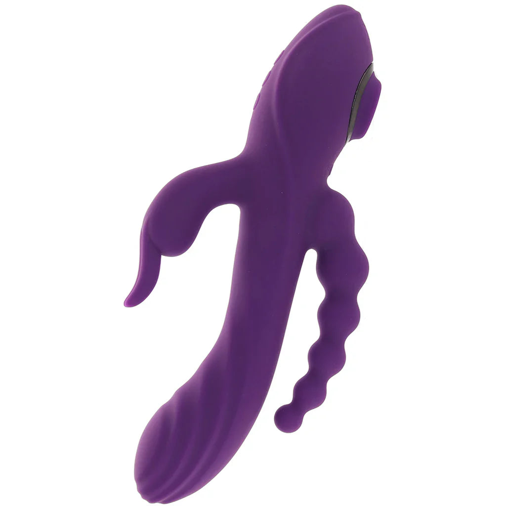 Fourgasm Triple Stimulator Sucking Rabbit Vibe in Purple – Heaven Boutique Vancouver – side view