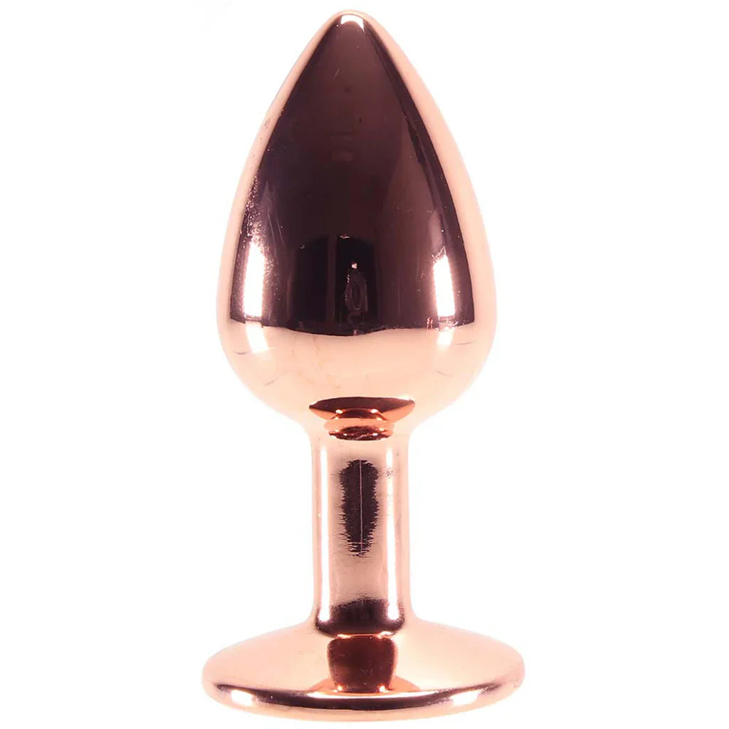 Small Aluminum Plug with Clear Gem in Rose Gold – Heaven Boutique Vancouver – side view
