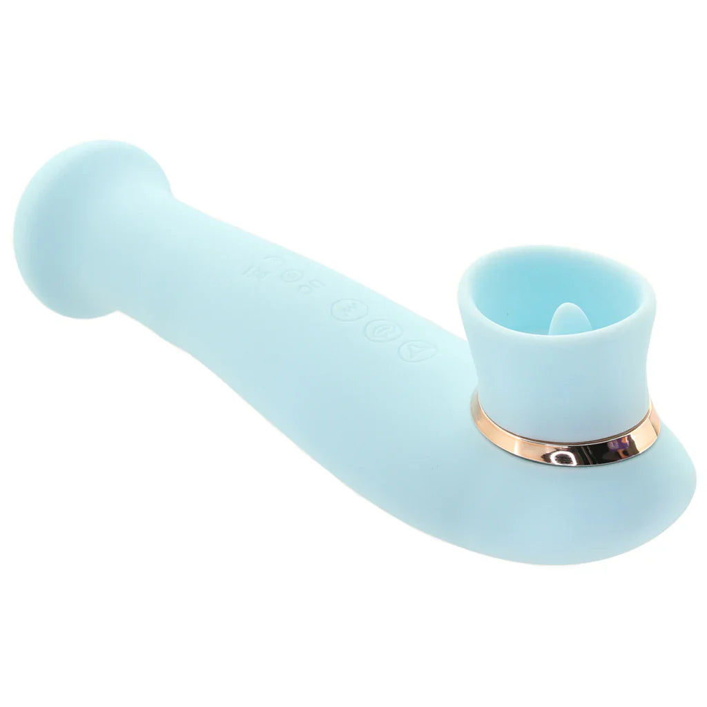 Destiny Sucking, Flickering and Vibrating Massager in Blue – Heaven Boutique Vancouver – side view