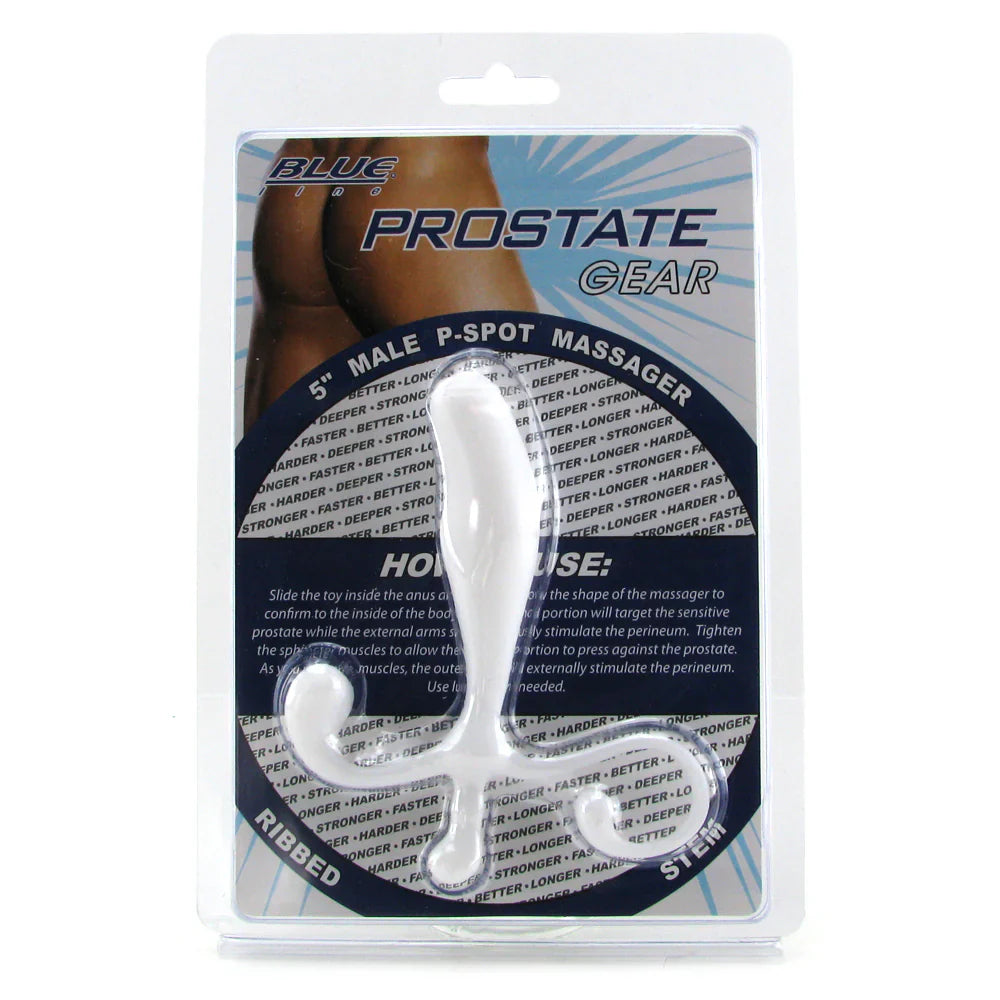 Blue Line 5 Inch Male P-Spot Massager in White – Vancouver — discreet 1–2 hour delivery – close-up view