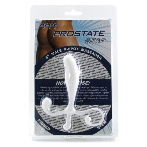 Blue Line 5 Inch Male P-Spot Massager in White – Vancouver — discreet 1–2 hour delivery – close-up view