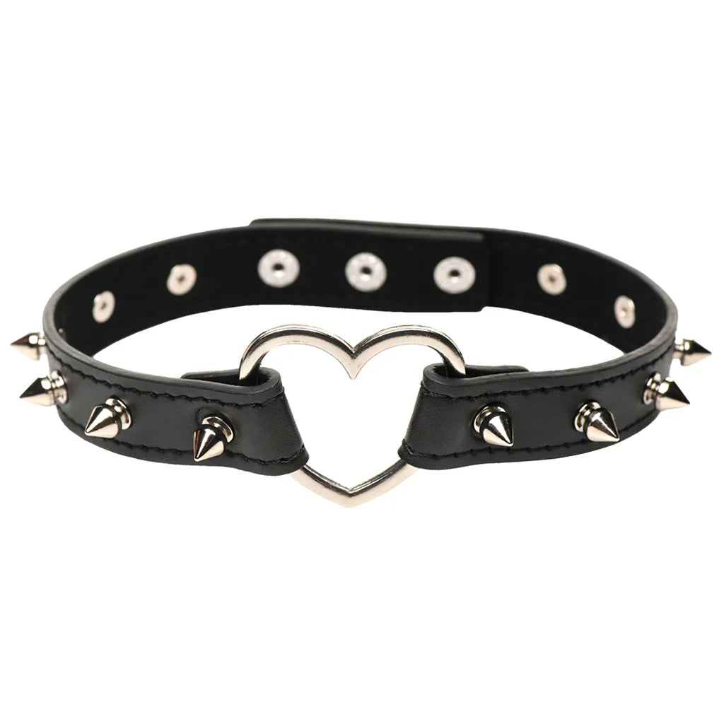 Master Series Spiked Heart Choker in Black – Vancouver adult boutique – features
