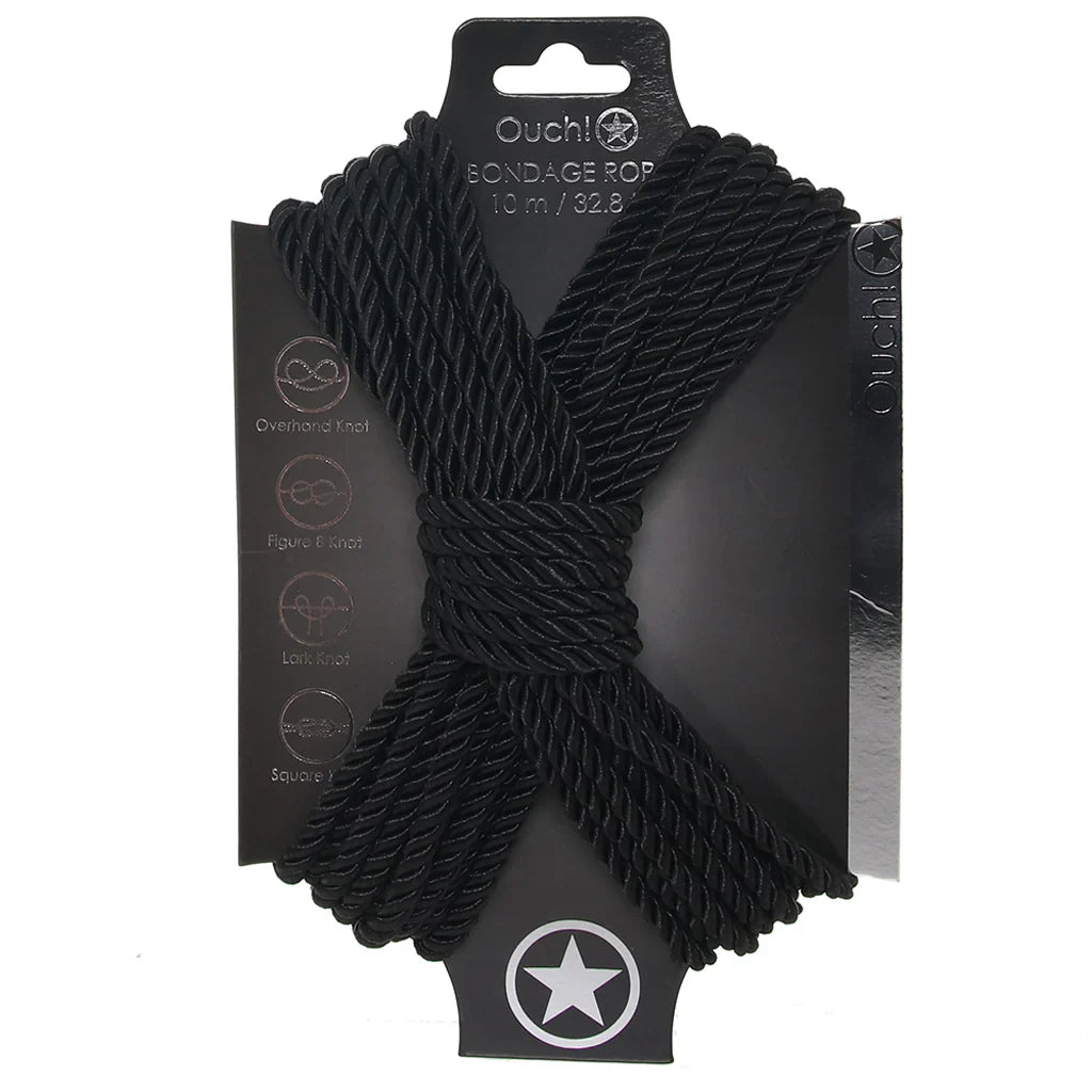 Ouch! 32.8'/10m Bondage Rope in Black — delivered in Vancouver in 1–2 hours | Heaven Boutique