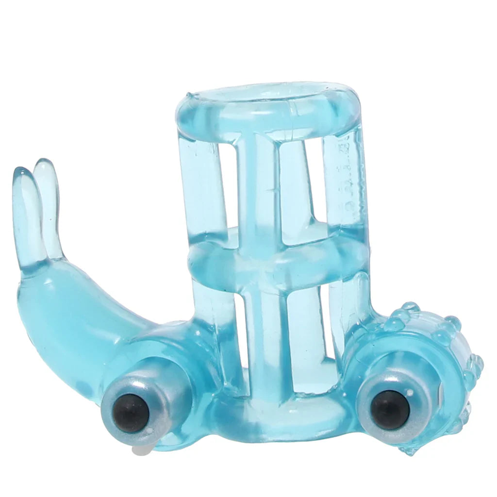 Double Trouble Vibrating Support System in Blue – Heaven Boutique Vancouver – side view