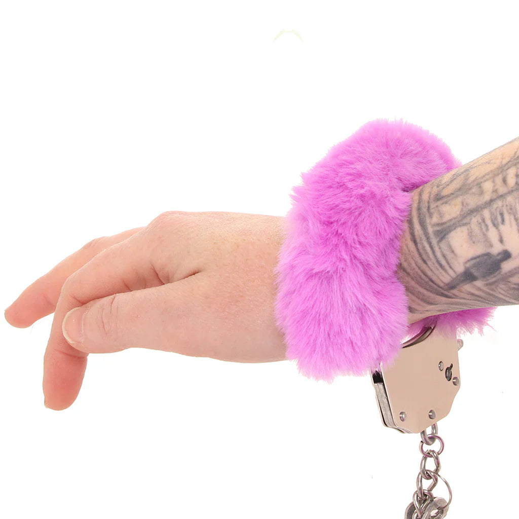 Ouch! Heavy Duty Fluffy Cuffs in Purple – Vancouver adult boutique – features