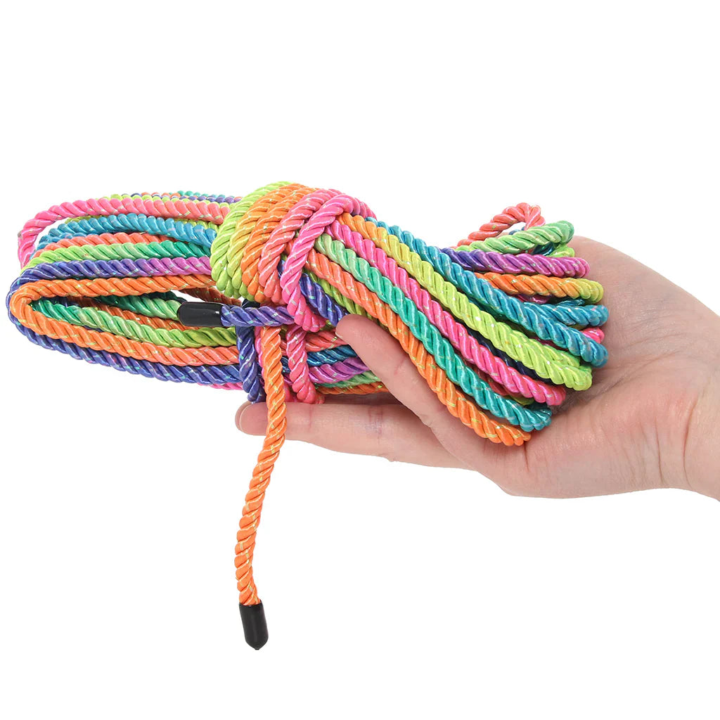 Ouch! 32.8'/10m Bondage Rope in Vibrant Rainbow – Heaven Boutique Vancouver – additional angle