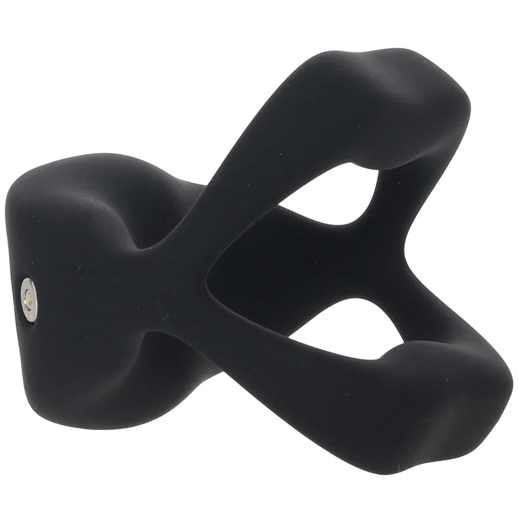 Techno Strobe Vibrating Cock Ring in Black – Heaven Boutique Vancouver – side view