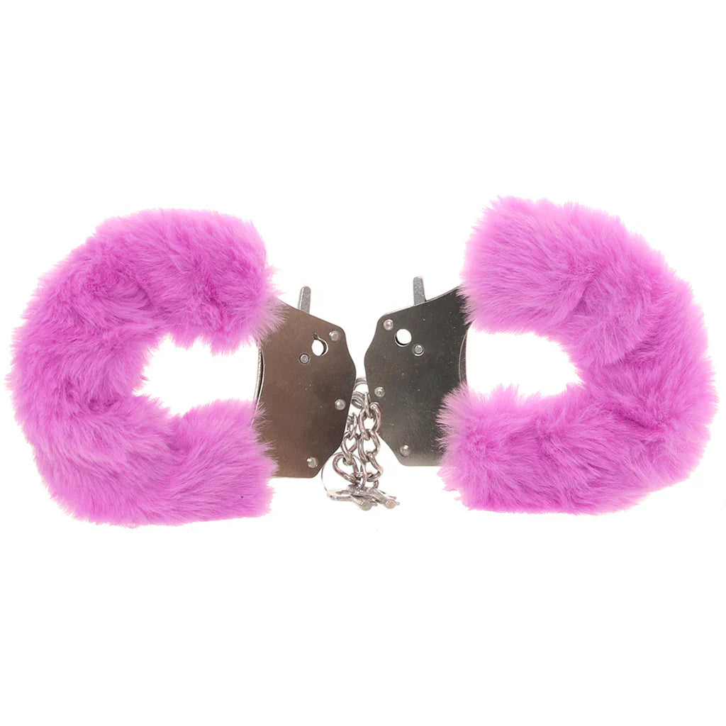 Ouch! Heavy Duty Fluffy Cuffs in Purple – Heaven Boutique Vancouver – side view