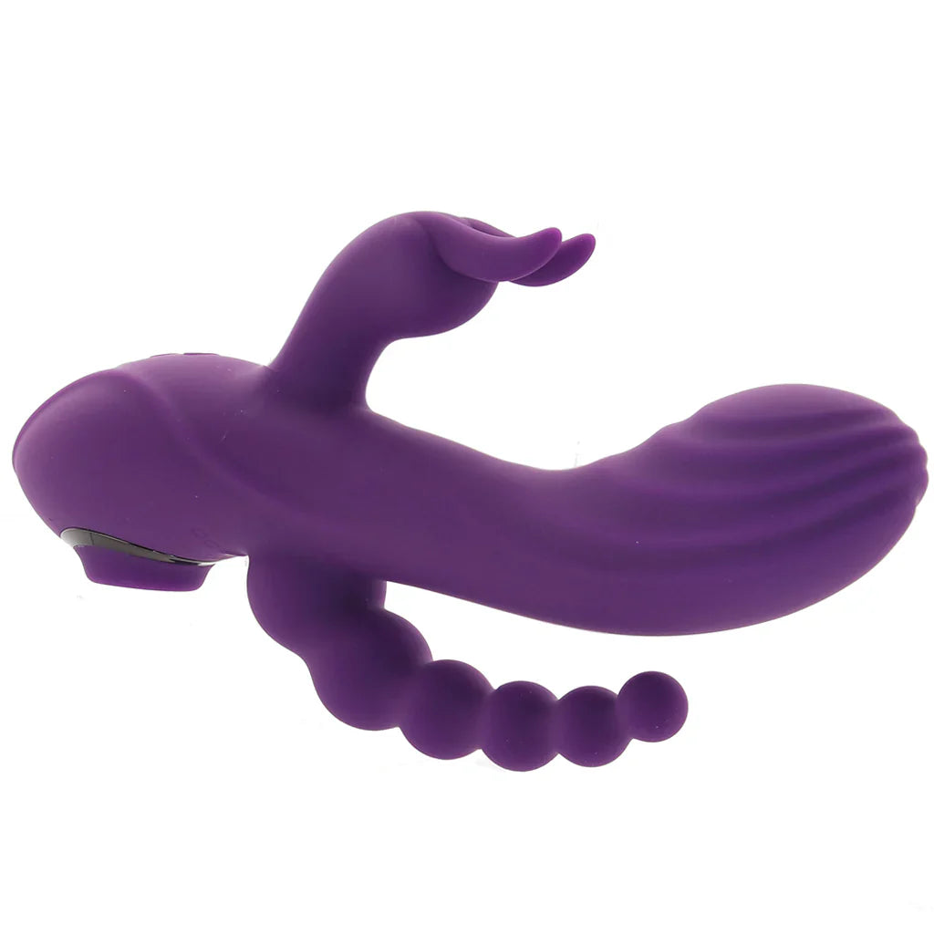 Fourgasm Triple Stimulator Sucking Rabbit Vibe in Purple – Vancouver adult boutique – features