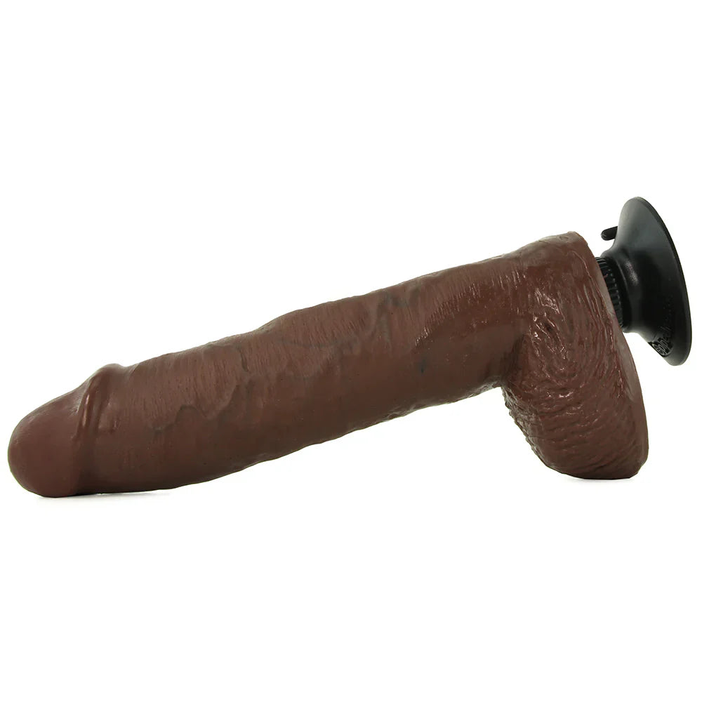 King Cock 10 Inch Vibrating Dildo with Balls in Brown – Vancouver adult boutique – features