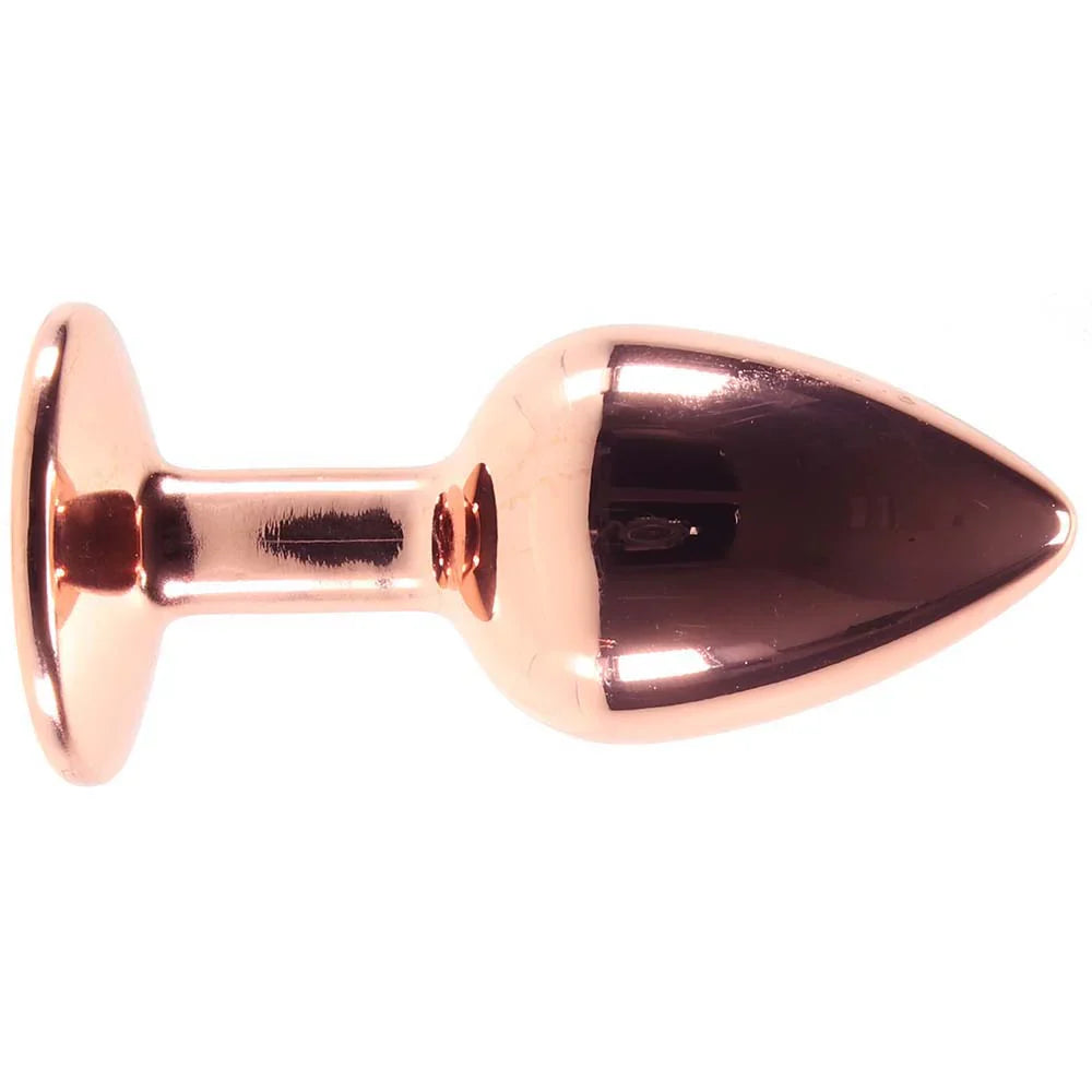 Small Aluminum Plug with Pink Gem in Rose Gold – Vancouver adult boutique – features